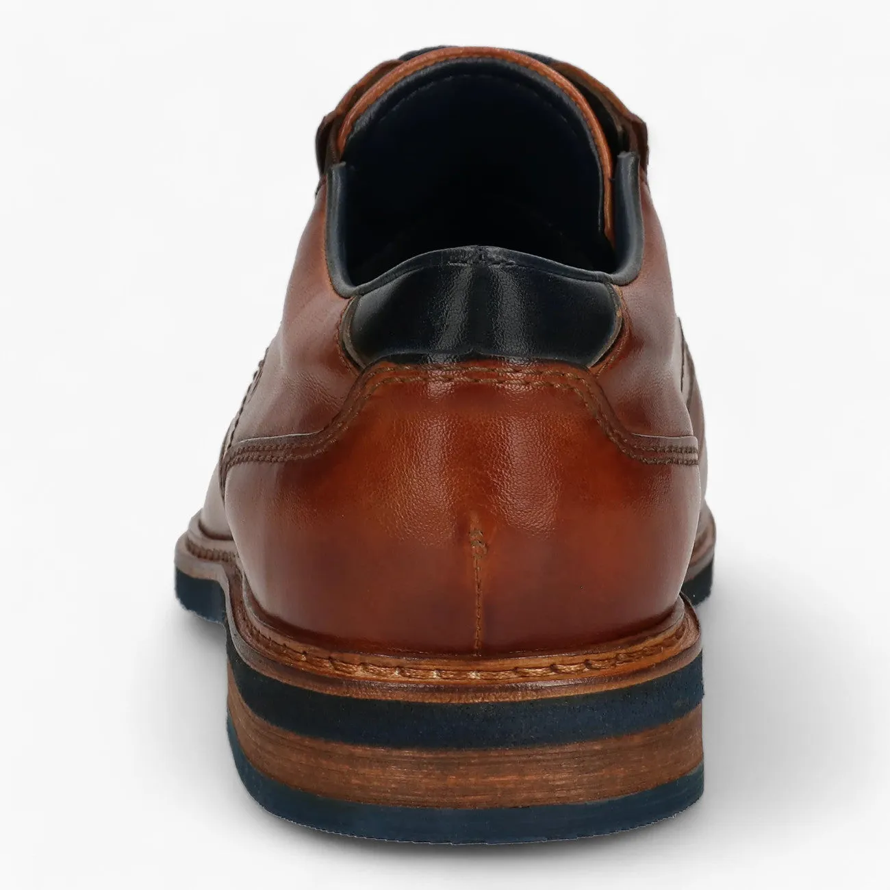 Maik Exko Men's Cognac Leather Business Derby Shoes – Extra Wide Fit, Removable Insole