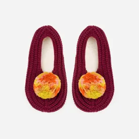 Marble Pom Knit Slippers