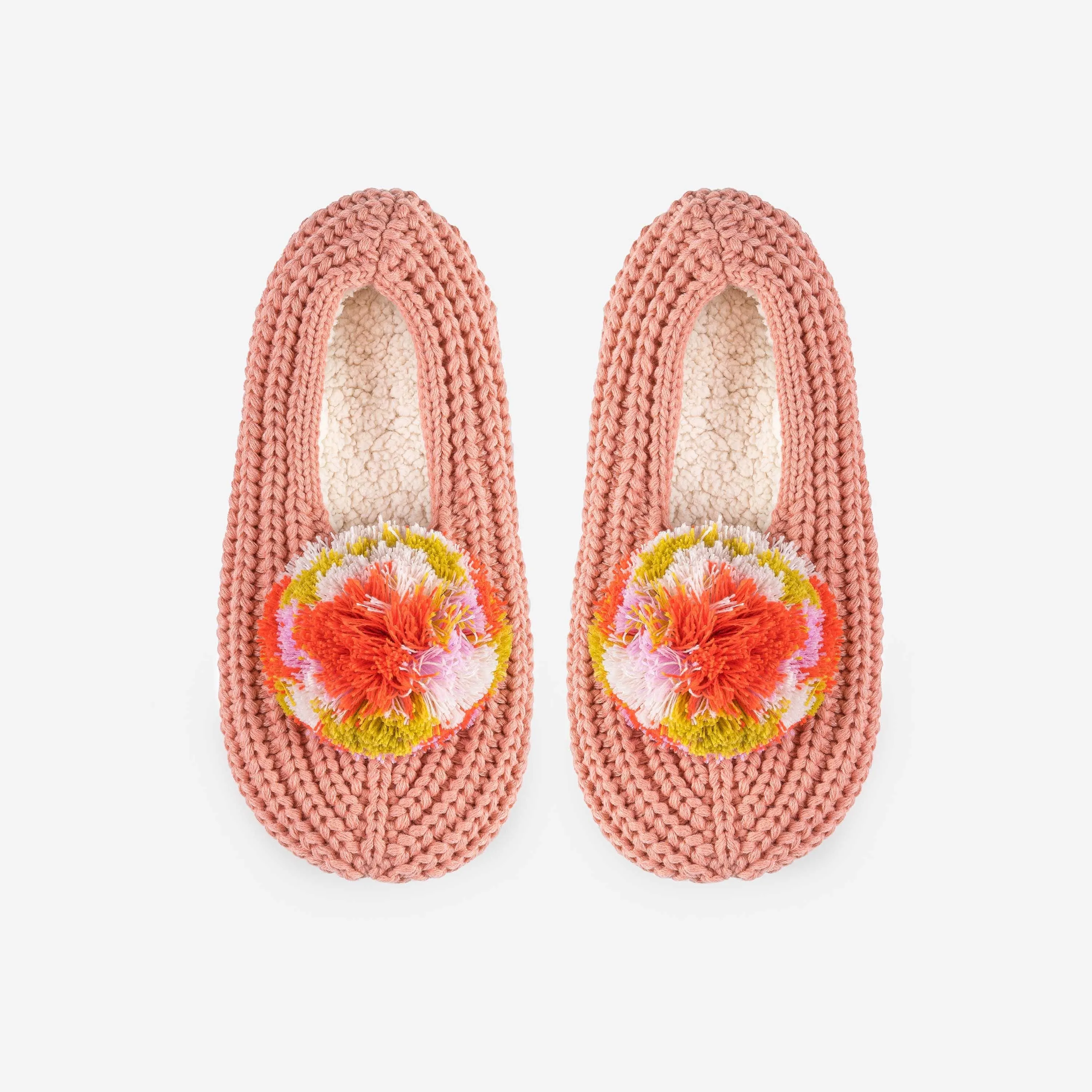 Marble Pom Knit Slippers