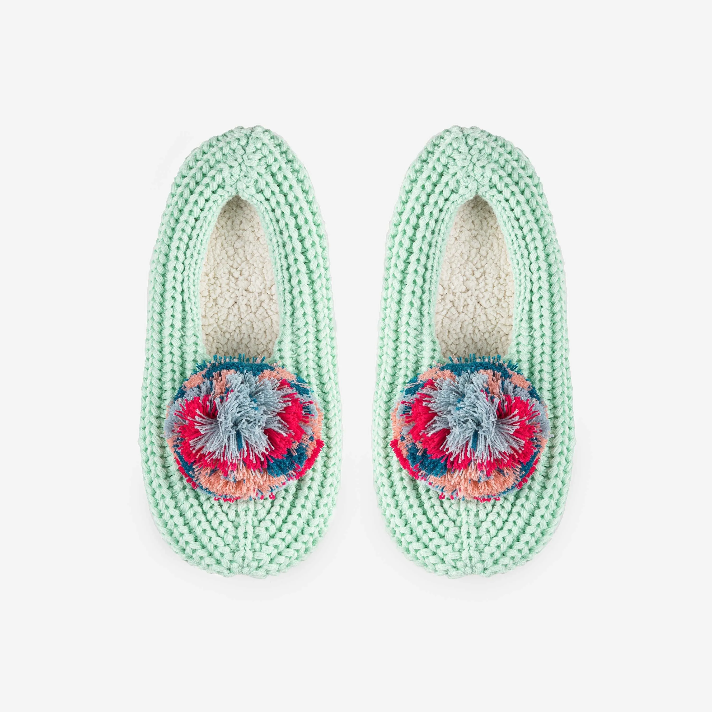 Marble Pom Knit Slippers