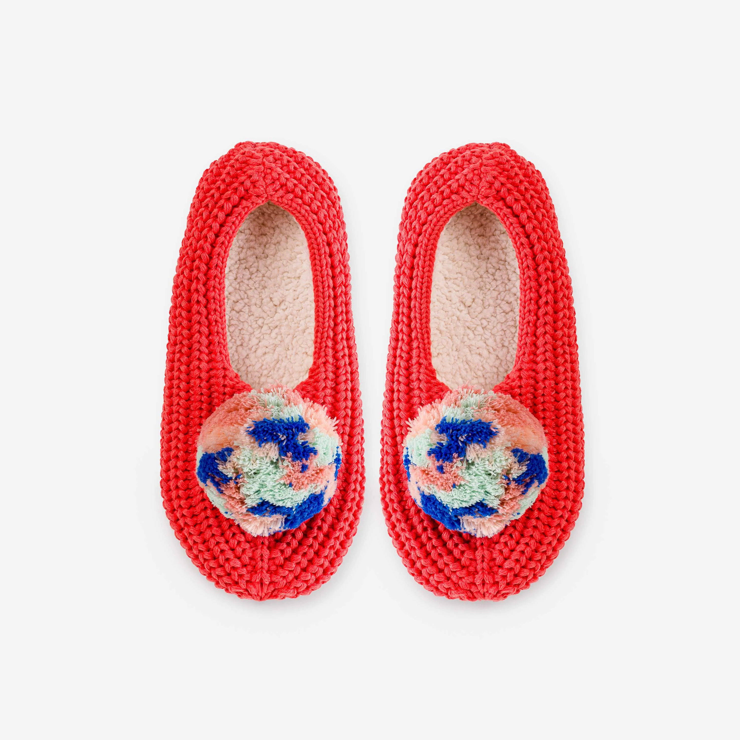 Marble Pom Knit Slippers