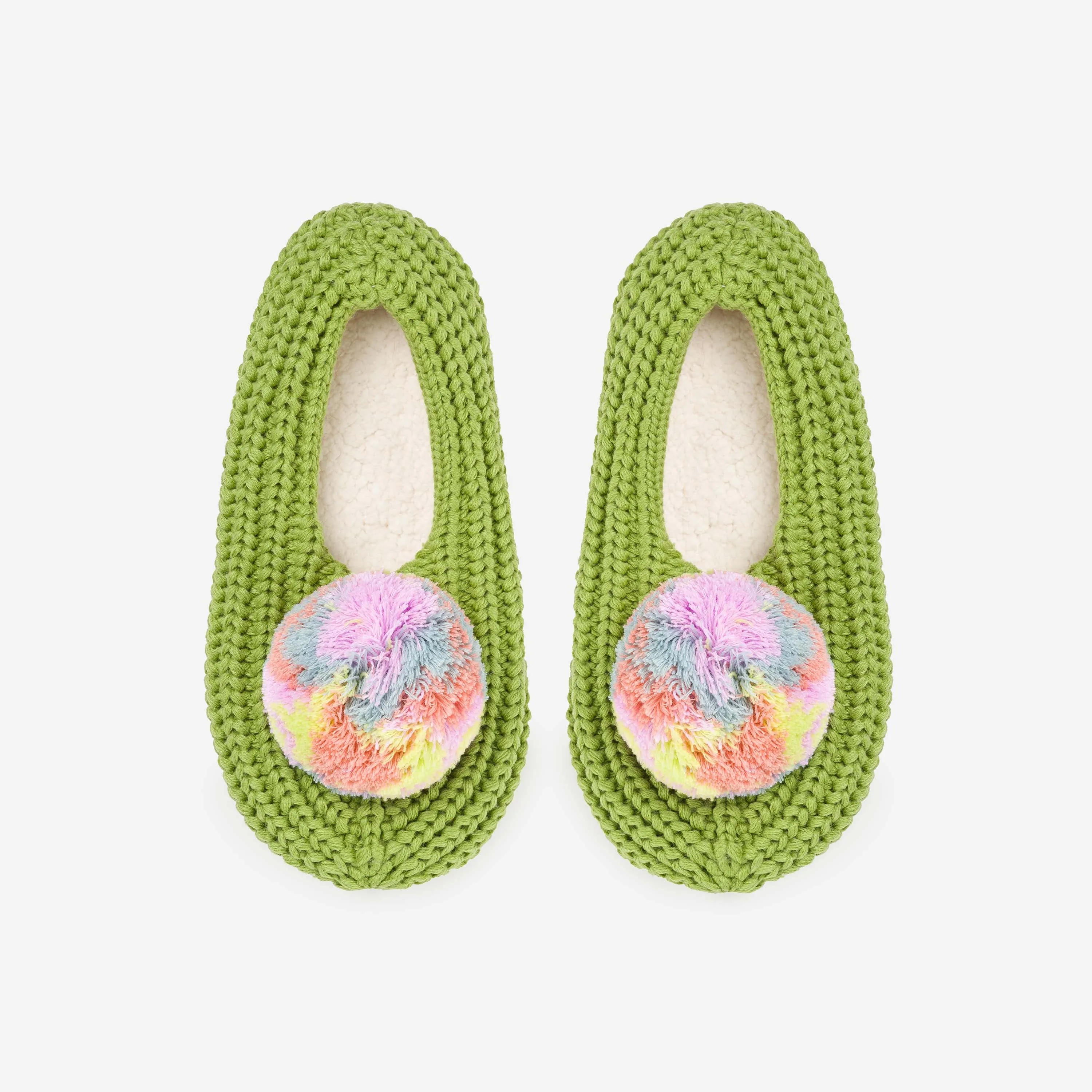 Marble Pom Knit Slippers