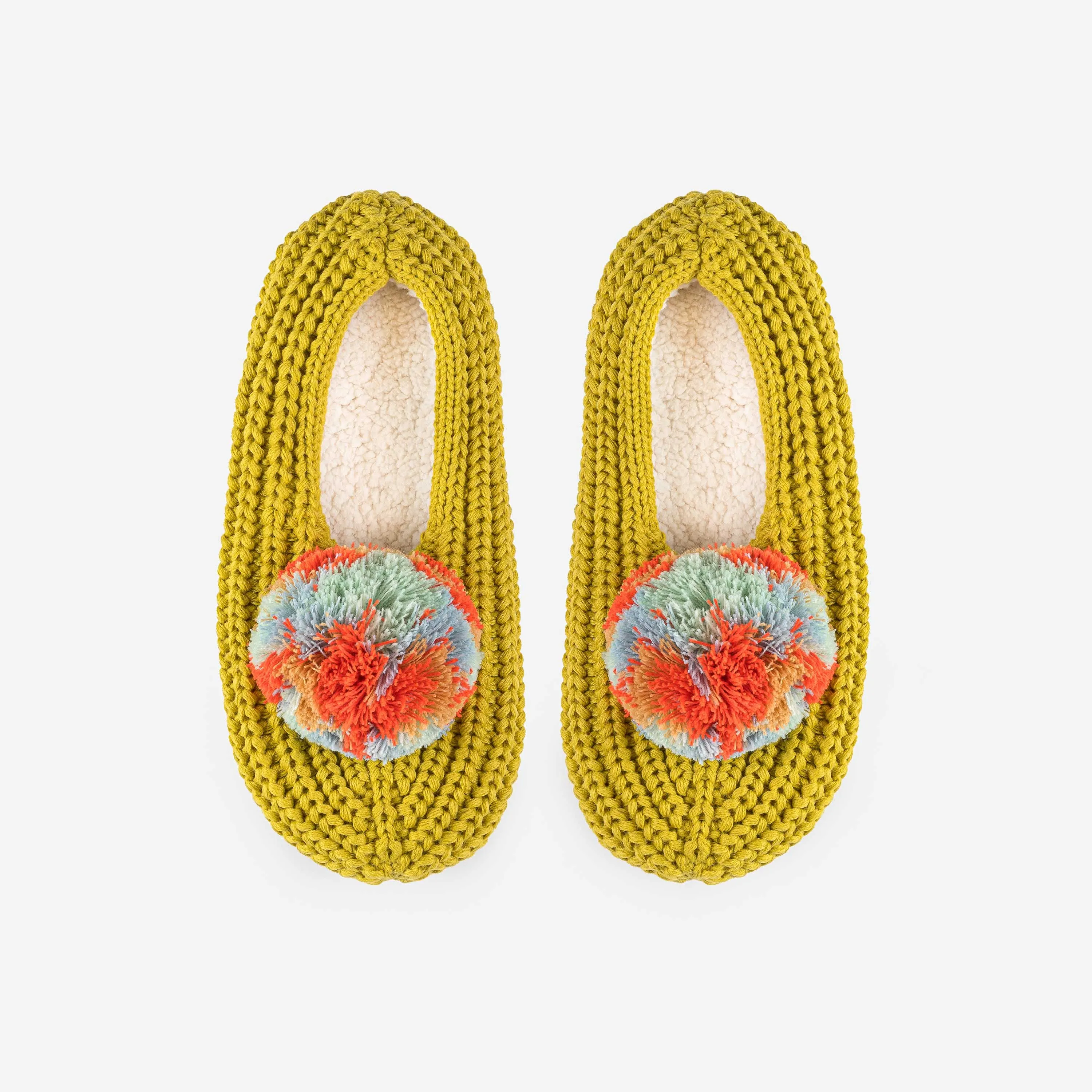 Marble Pom Knit Slippers