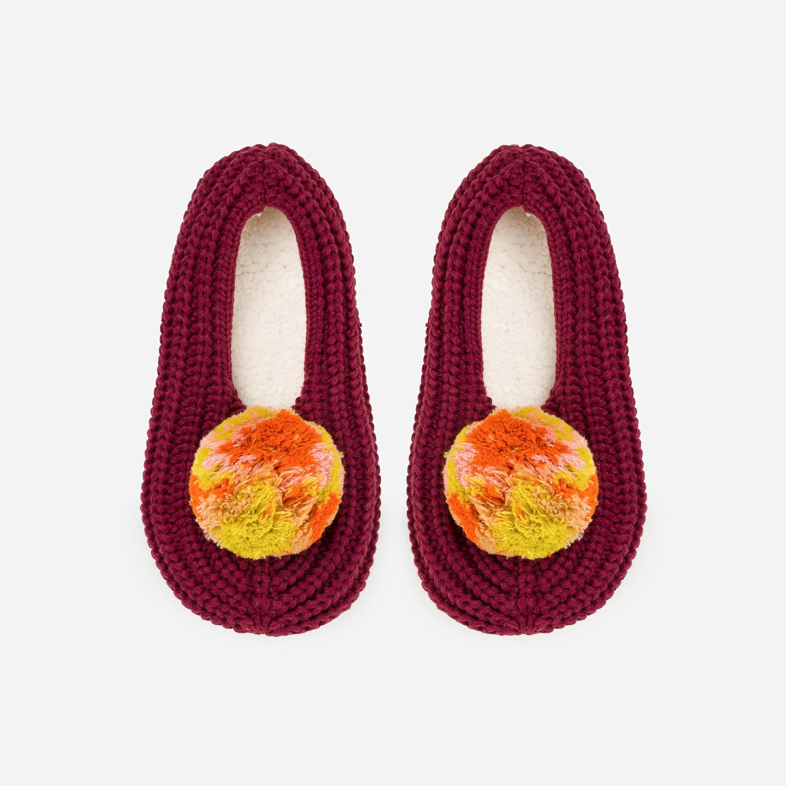 Marble Pom Knit Slippers