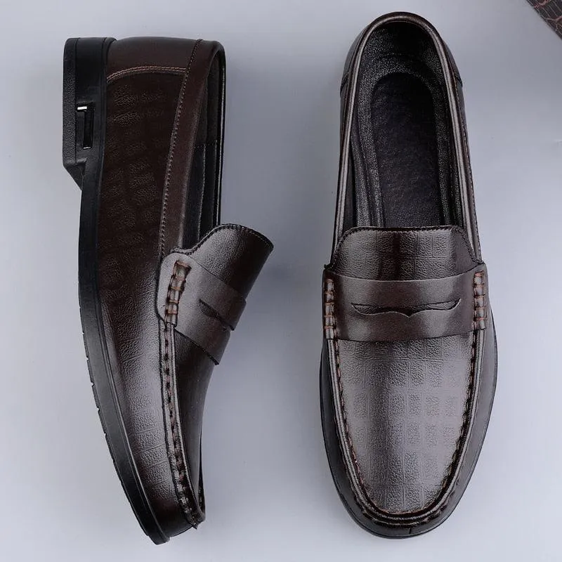 Men Loafers Breathable Office Shoes Genuine Leather