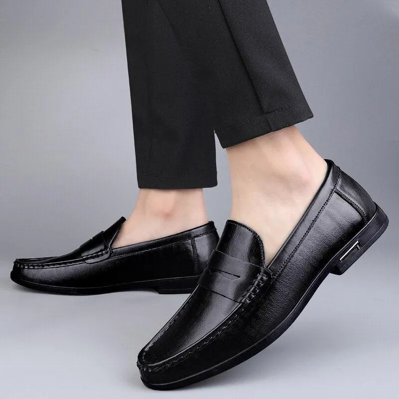 Men Loafers Breathable Office Shoes Genuine Leather