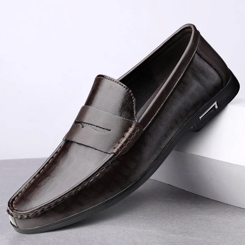 Men Loafers Breathable Office Shoes Genuine Leather