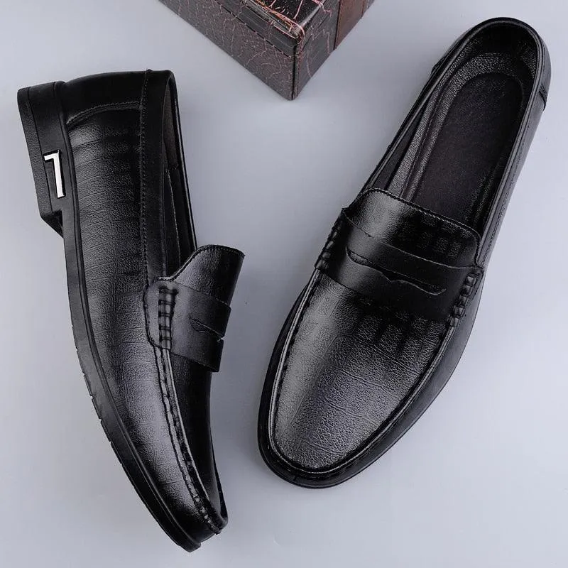 Men Loafers Breathable Office Shoes Genuine Leather