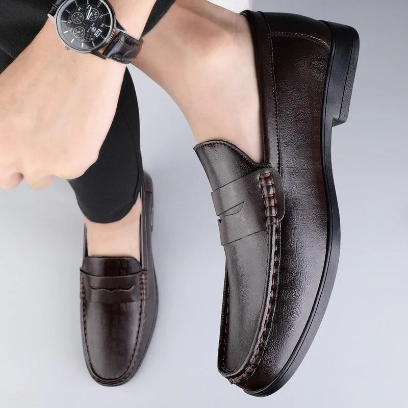 Men Loafers Breathable Office Shoes Genuine Leather