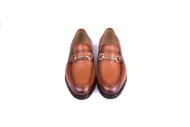 Men's Cognac Deer Skin Sliver Buckle Loafer C001102-5844 By Corrente