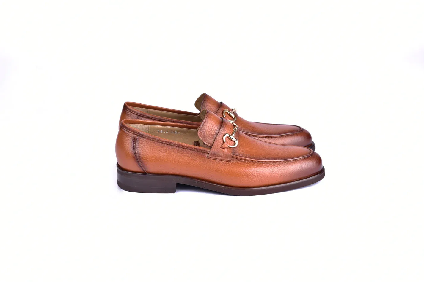 Men's Cognac Deer Skin Sliver Buckle Loafer C001102-5844 By Corrente