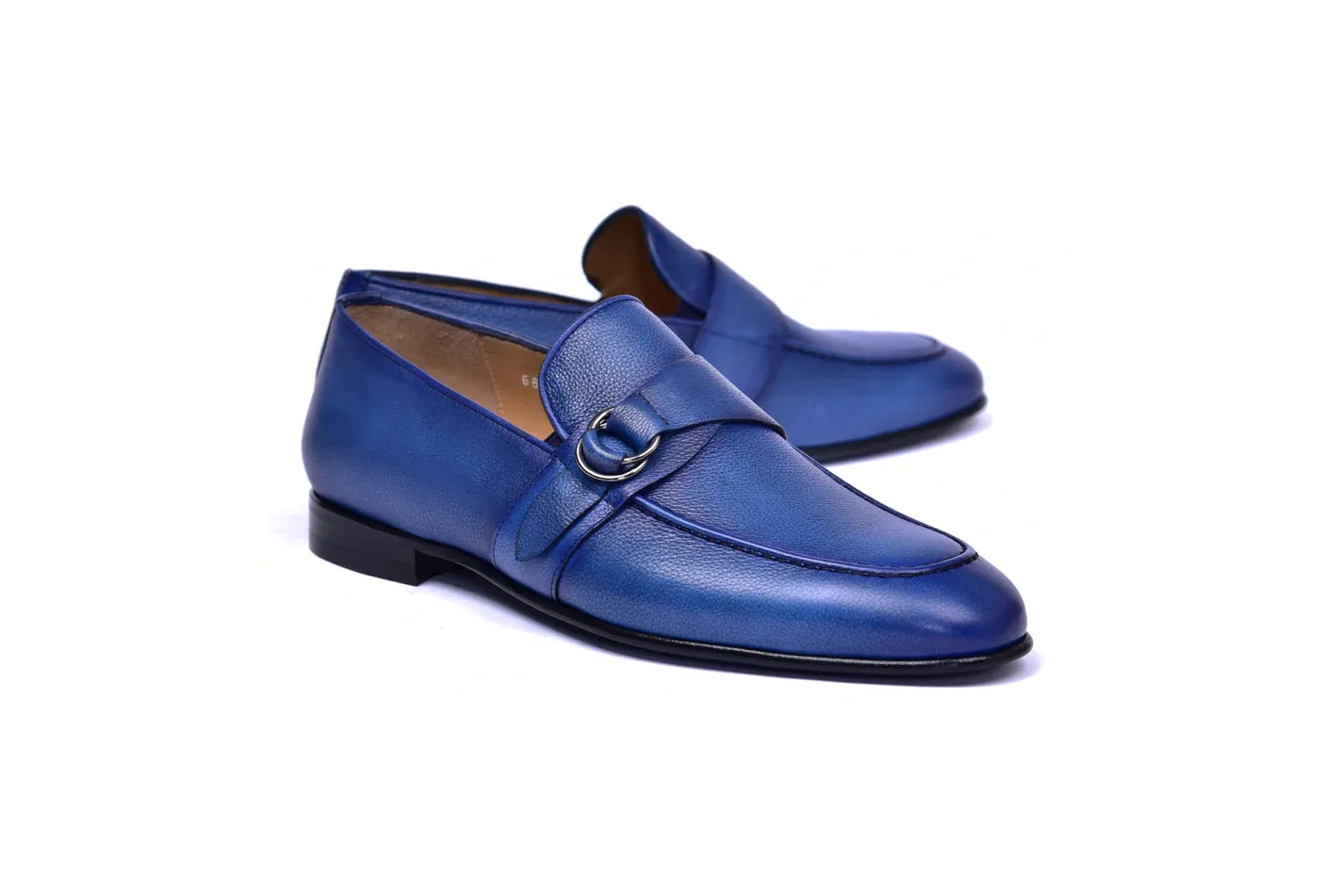 Men's Navy Dress Shoes Side Buckle Loafer Style No : C0010-6628 By Corrente