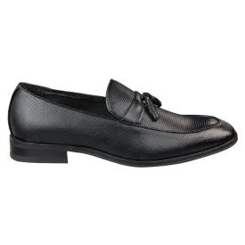 Mens Slip On Black Tassel Loafers Classic Smart Casual Retro Leather Lined