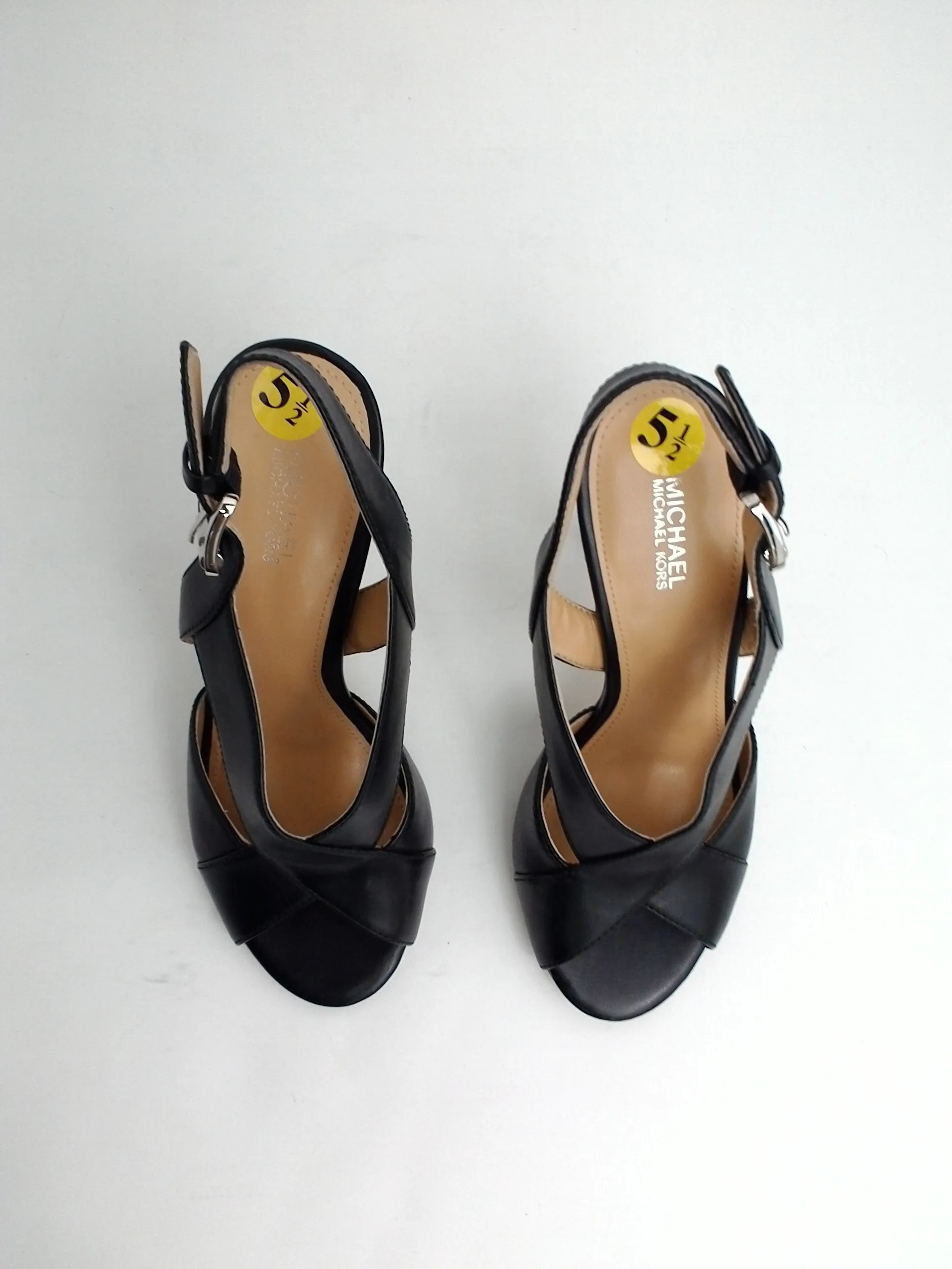 Michael Kors Women's Black Leather open Toe Casual Strappy Sandals size 5.5 M