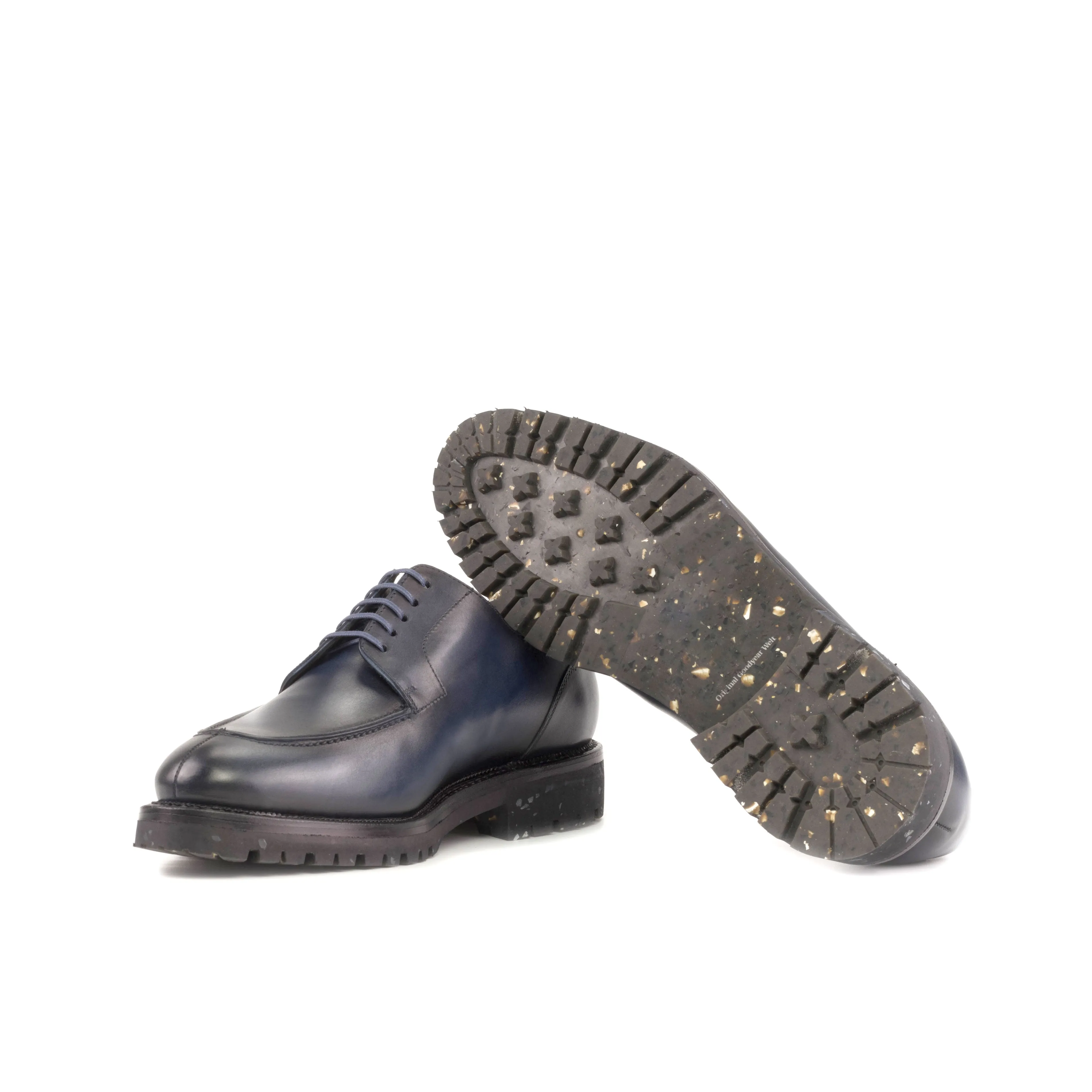 Navy Blue Derby Split Toe Chunky Shoes