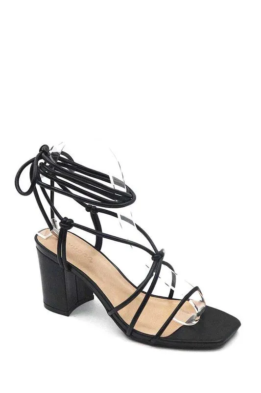 NEW SOPHIE BLACK STRAPPY HEEL SANDALS