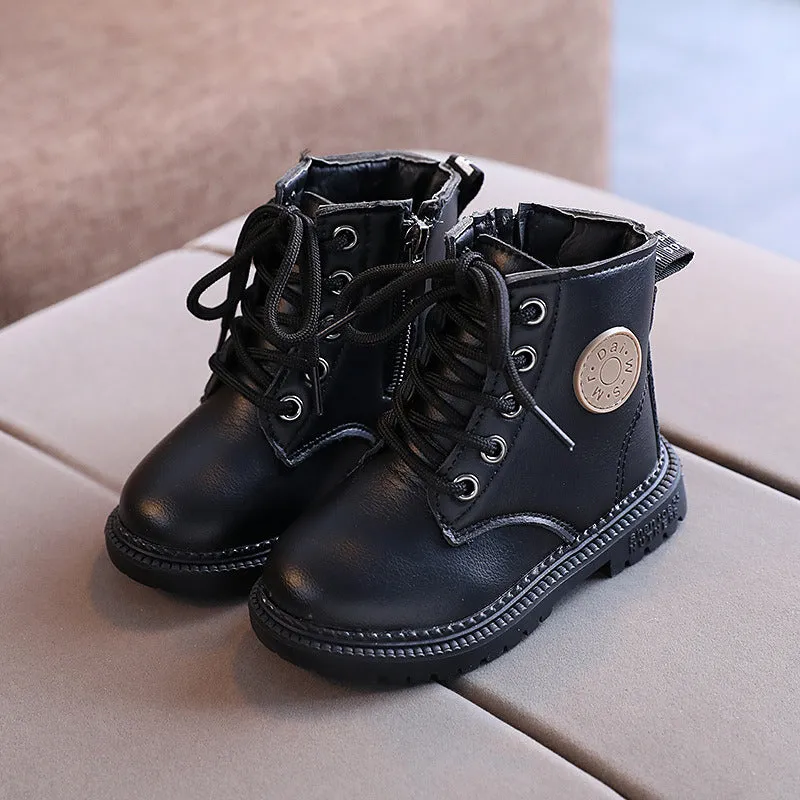 New Winter New Korean Fashion Front Zipper Princess Leather Boots