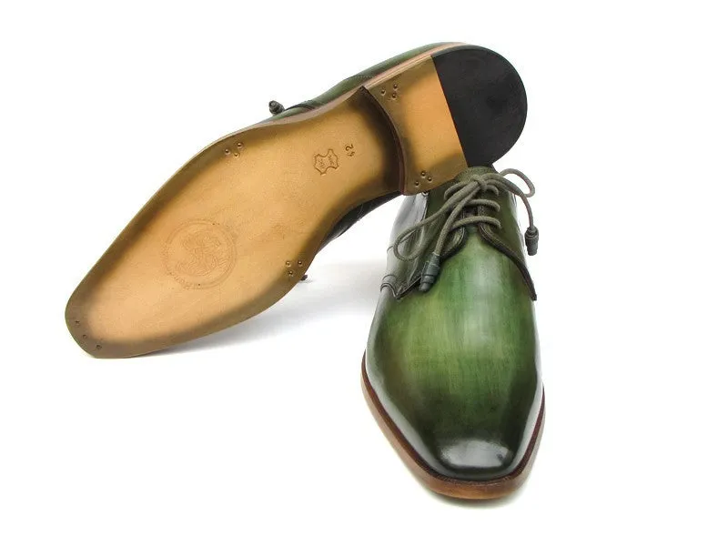 Paul Parkman Green Hand-Painted Leather Derby Shoes