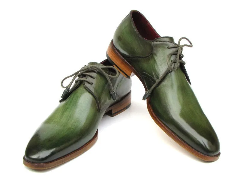 Paul Parkman Green Hand-Painted Leather Derby Shoes