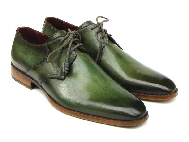 Paul Parkman Green Hand-Painted Leather Derby Shoes