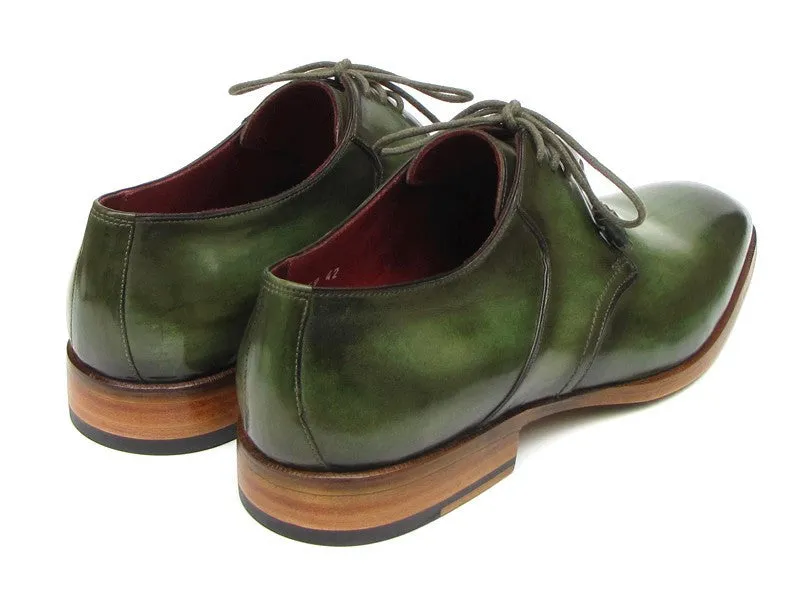 Paul Parkman Green Hand-Painted Leather Derby Shoes