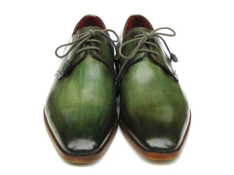 Paul Parkman Green Hand-Painted Leather Derby Shoes