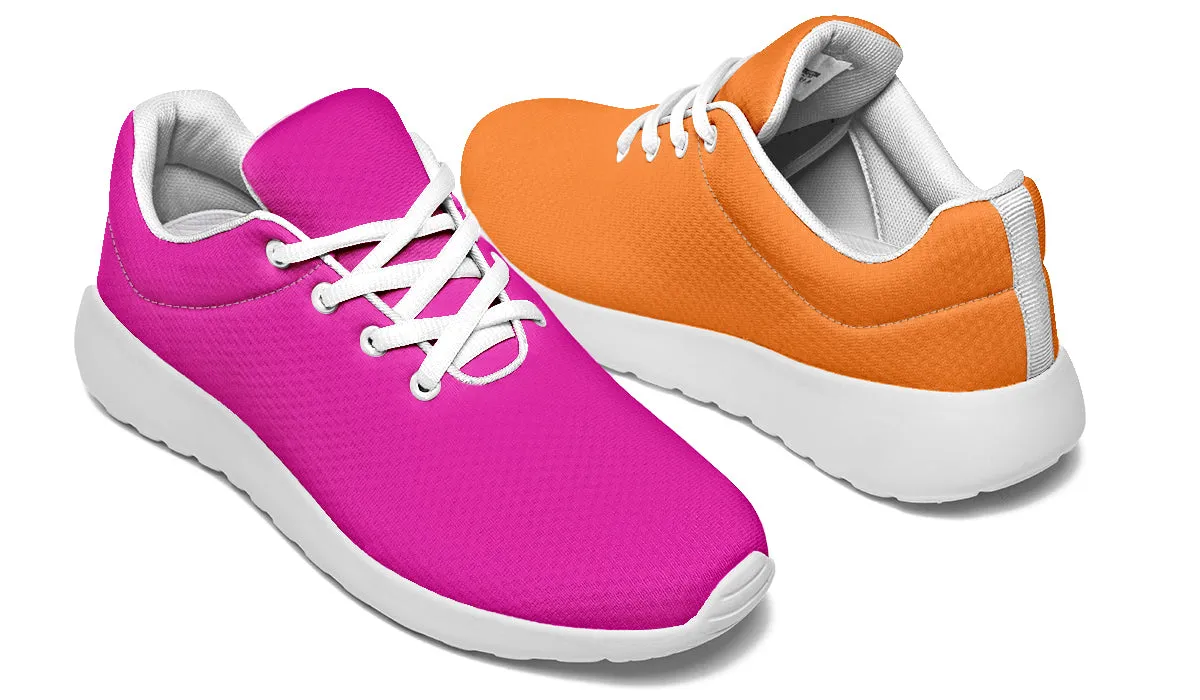 Pink And Orange Mismatch Sneakers