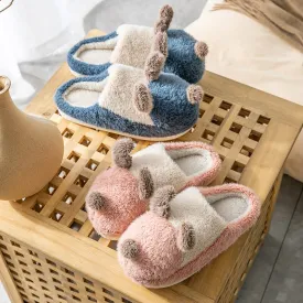 Pink Couple Winter Dog Slippers Cute Fur Women Home Shoes Casual Flat Warm Plush Comfort Women Indoor Slippers лоферы женские