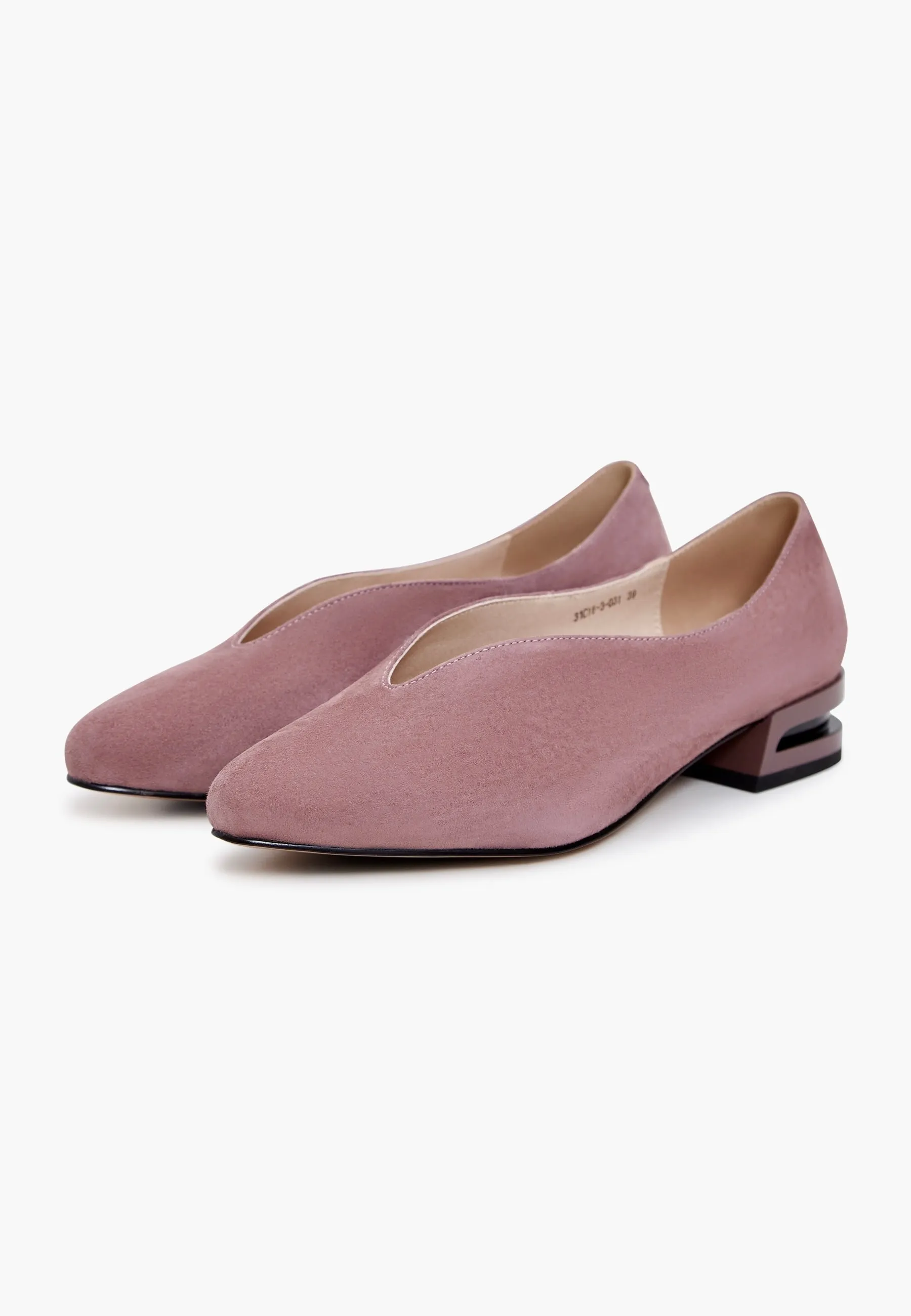 Pointed Tip Suede Ballerinas - Pink