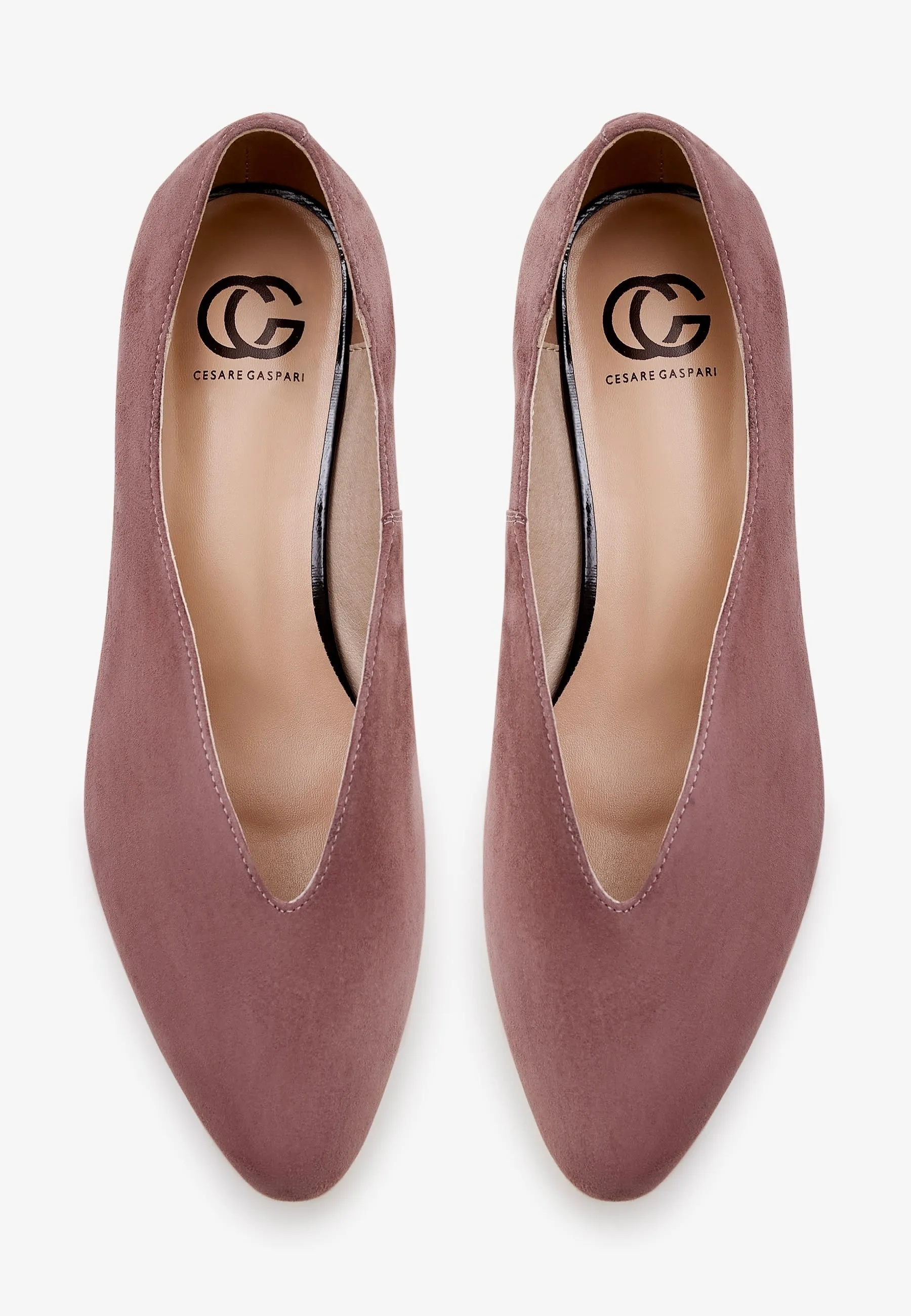 Pointed Tip Suede Ballerinas - Pink