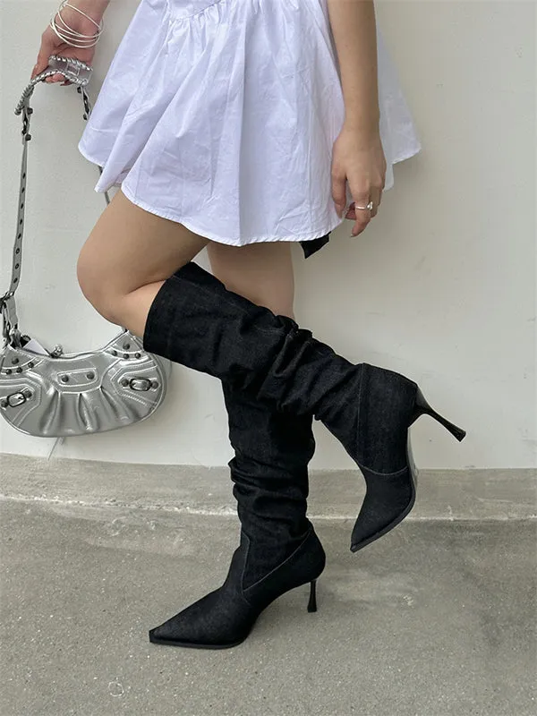 Pointed-Toe Stilettos Boots