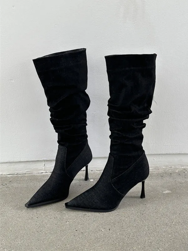 Pointed-Toe Stilettos Boots