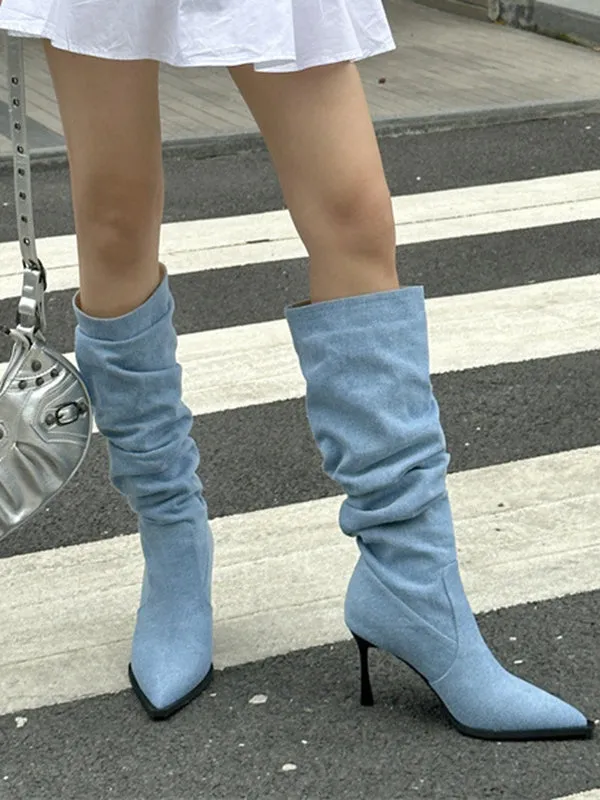 Pointed-Toe Stilettos Boots