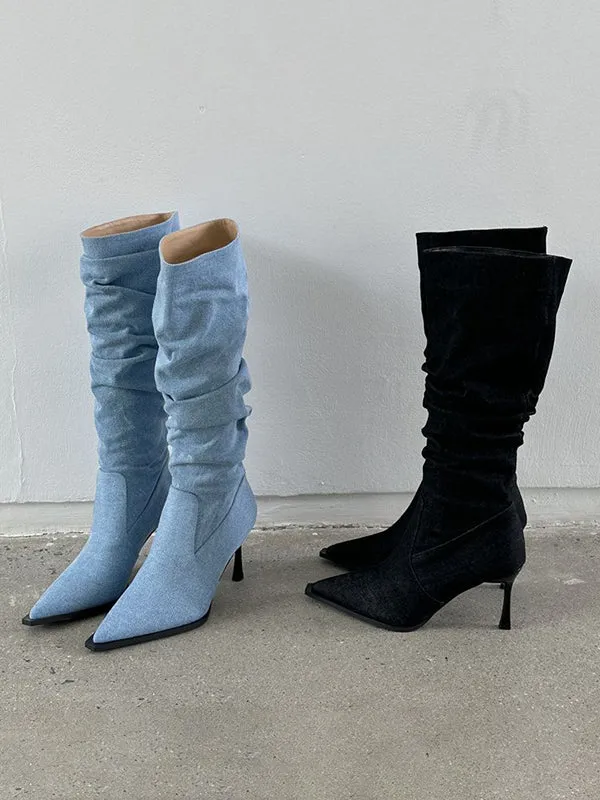 Pointed-Toe Stilettos Boots