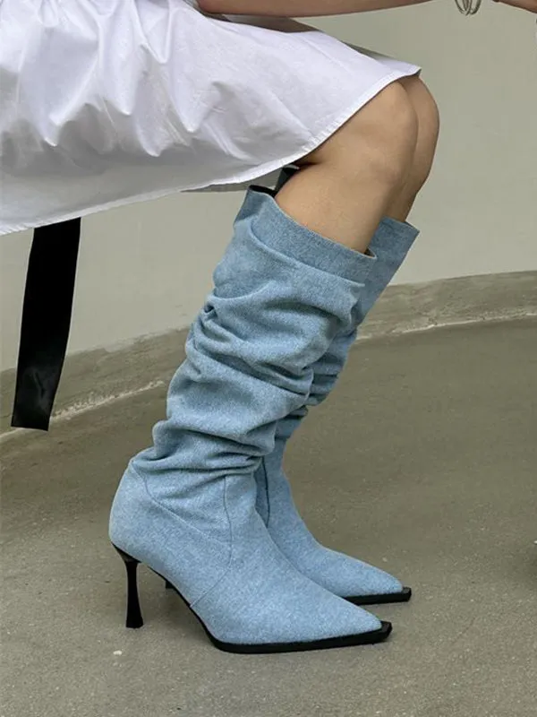 Pointed-Toe Stilettos Boots