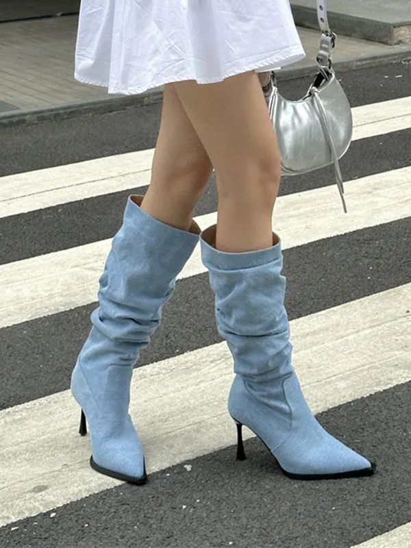 Pointed-Toe Stilettos Boots