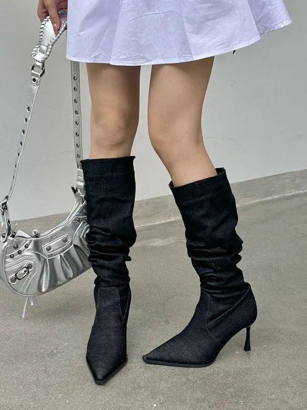 Pointed-Toe Stilettos Boots