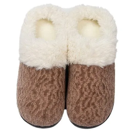 Roxoni Women's Soft Indoor Outdoor Suede Furr Clog Slippers