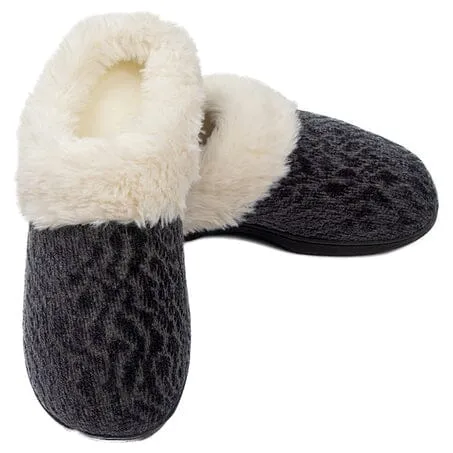 Roxoni Women's Soft Indoor Outdoor Suede Furr Clog Slippers