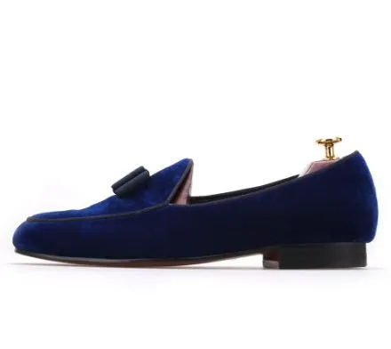 Royal Blue Velvet Bowtie Loafers