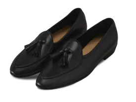 Sagan Classic Tassel Loafers in Black Drape Calf