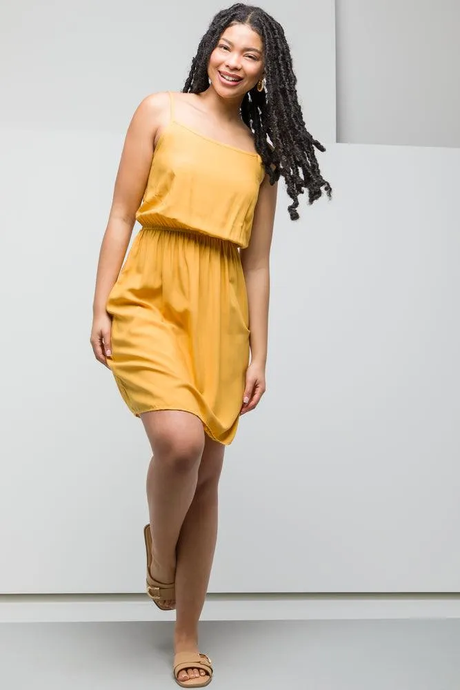 Strappy Elasticated Waist Dress Yellow