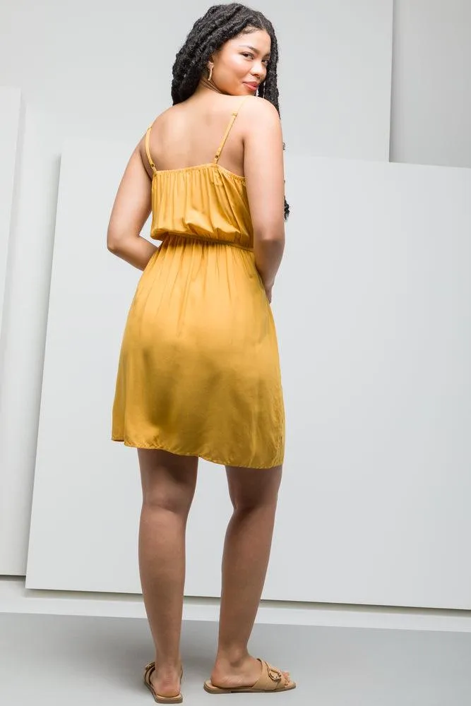 Strappy Elasticated Waist Dress Yellow