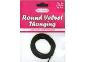 Sullivans Velvet Thonging, Round Black -1m