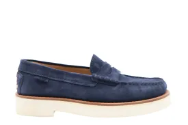 Tods Mens Navy Blue Suede Rubber Sole Moccasin Loafer