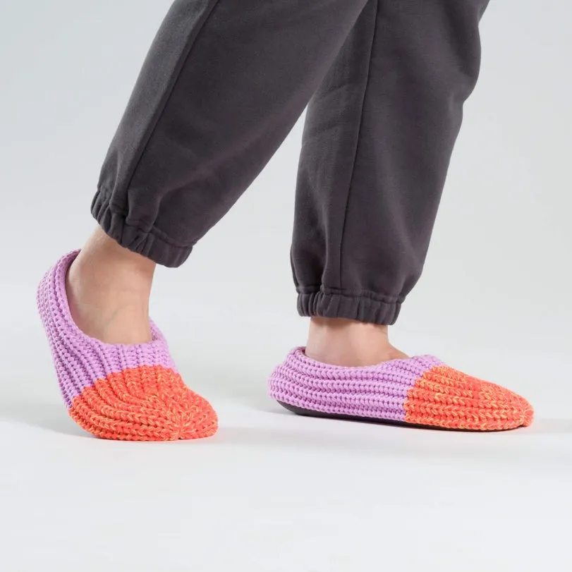 Verloop: Colorblock Knit Slippers - Poppy Lilac