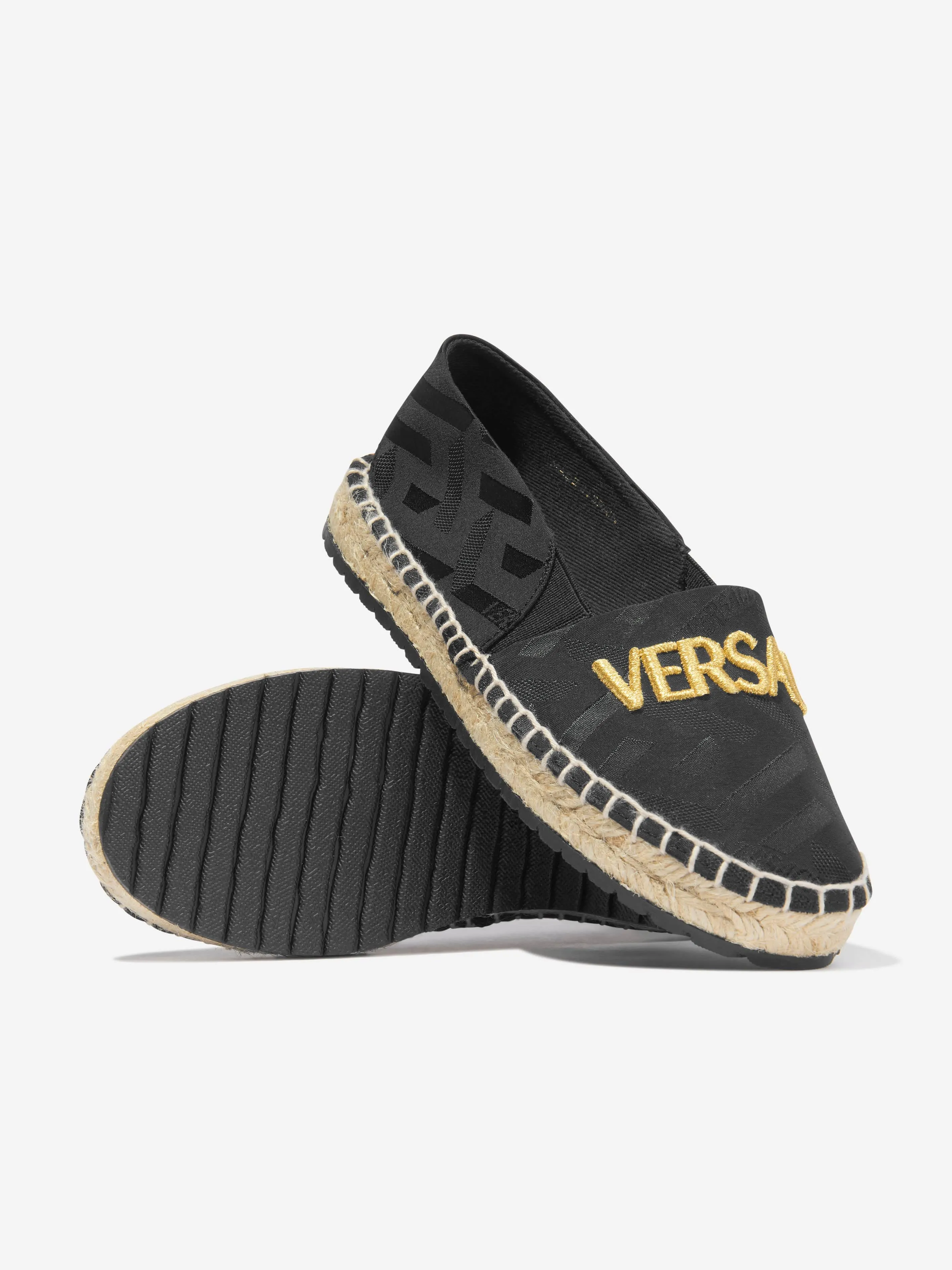 Versace Kids Logo Espadrilles in Black