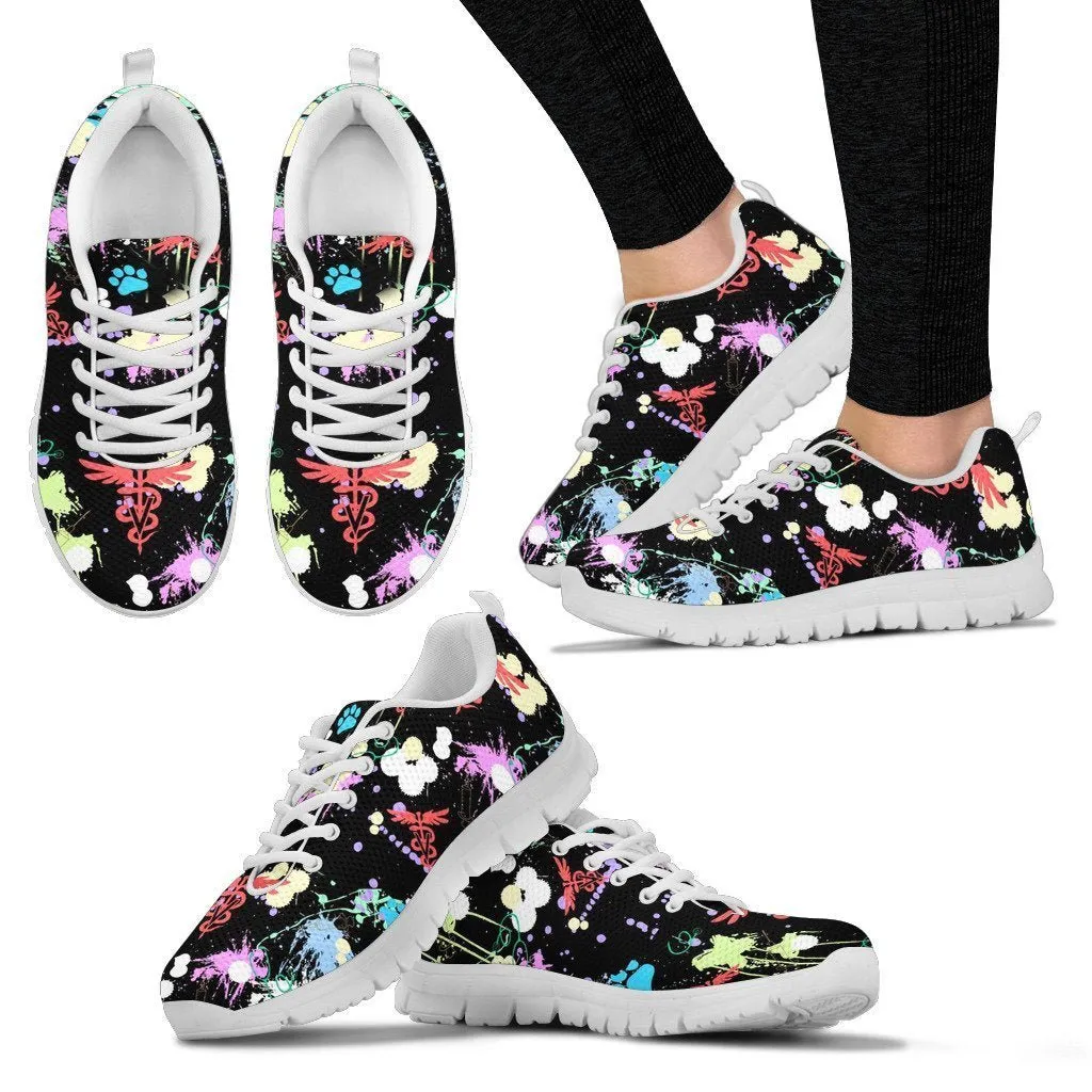 Veterinary Pattern Black Women's Sneakers