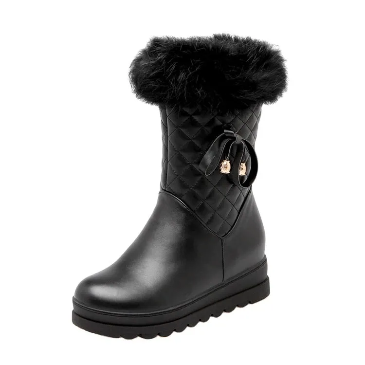 Winter Warm Snow Boots Girl's Fur Lined Boots PU Leather Waterproof Boot