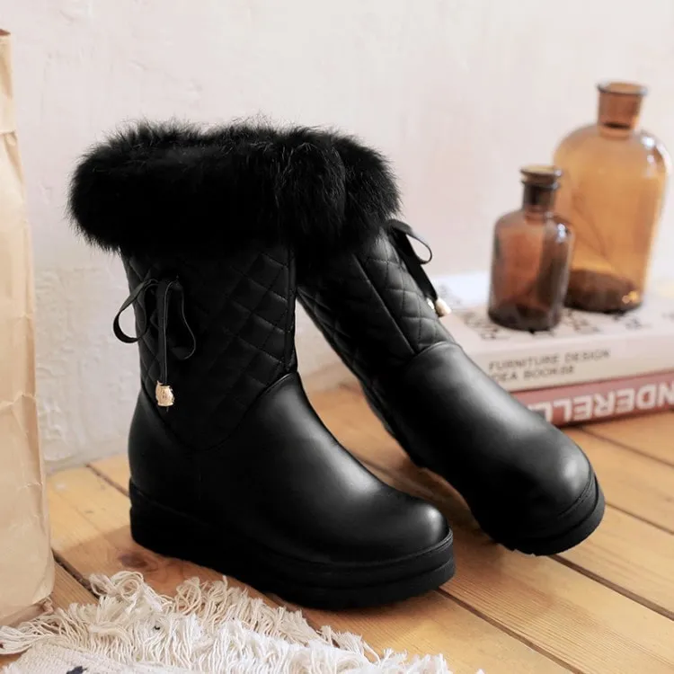 Winter Warm Snow Boots Girl's Fur Lined Boots PU Leather Waterproof Boot